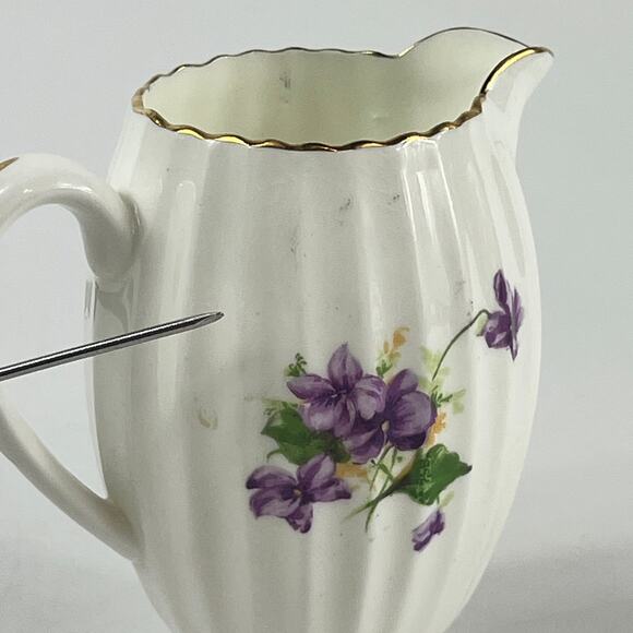 Vintage Radfords Bone China Creamer Sugar Bowl Set Purple Violets Floral England - Picture 14 of 16